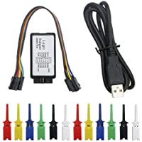 KeeYees USB Analizador Lógico con 12PCS 6 colores Gancho de Prueba Set Cable USB 24MHz 8CH 8 canales UART IIC SPI…